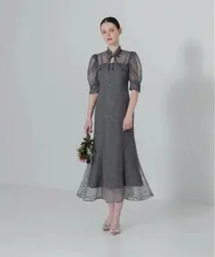 Leja マーメイドスパンコールワンピース　ボレロ付き　グレー　S