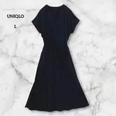 UNIQLO ユニクロ クレープジャージーカシュクールワンピース 半袖 ブラック