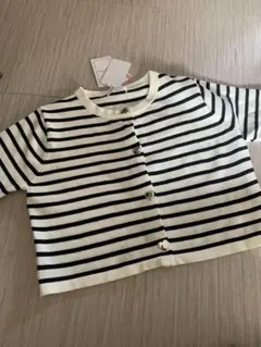 しまむら　半袖ボーダー　カーディガン　新品未使用