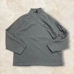 00s NAUTICA 厚手 フリース 袖刺繍ロゴ US古着 ジッププルオーバー