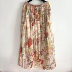 かこさん専用 ロイスクレヨン 花柄ストライプ フレアロングスカート