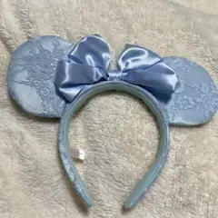 水色 ミッキー耳カチューシャ リボン付き ディズニー カチューシャ