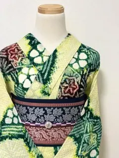 お盆セール！　浴衣　反物　黄緑色　雪花絞り　綿紅梅(綿100%) 新品 お盆セール！ 浴衣 反物 黄緑色 雪花絞り 綿紅梅(綿100%) 新品 - メルカリ