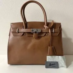 濱野 ハマノ ミーティア ブラウン ハンドバッグ ブラウン レザー 金具