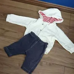 コムサ　パーカー　白　ユニクロ　ジーパン風　パンツ　80