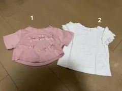 〔3点セット〕ピンクリボンTシャツ ストライプTシャツ 白フリルTシャツ
