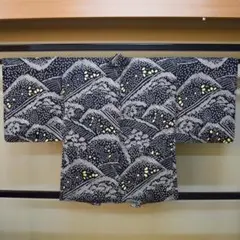 M08-5 正絹 絞りの羽織 黒色 花 葉