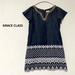 GRACE CLASS リネンブラウス　刺繍　レース　チュニック　36のサムネイル