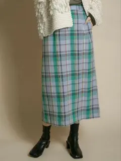 【限定価格】 KBF ケービーエフ　チェックIラインミディスカート