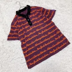 アドーラブル☆綿100% メンズ　ポロシャツ　英字　派手色　ゴルフ　個性的　M