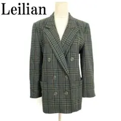 LA7939 レリアン テーラードジャケット 裏地有 ウール チェック 緑 ９