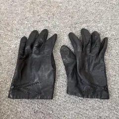 黒革本革手袋レディスS程度レトロ