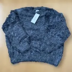 新品未使用★MONO-MART ミックスシャギー　クルーネックニット ブラック