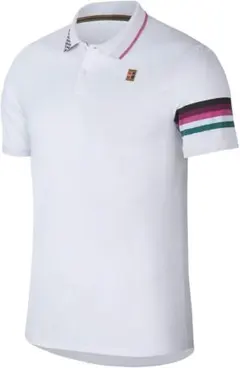 NIKE テニスホワイト ストライプ ポロシャツ