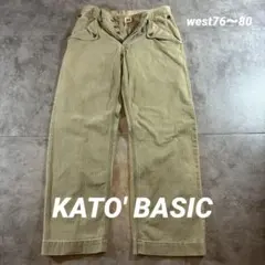 KATO' BASIC シンチバック仕様 ワイドパンツ S カーキ系　古着のサムネイル