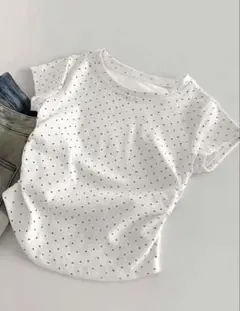 ホワイト ドット柄 半袖Tシャツのサムネイル
