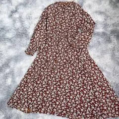 wcloset【F】ロングワンピース　エンジ　花柄　レディース　薄手　春夏