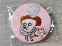 パンどろぼう　織刺繍 缶バッジ　柄10 せっせとはたらく　ピンクのサムネイル
