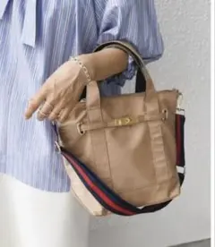 中古:SHIPS【WEB限定】 ラインテープ ショルダー トートバッグ ベージュ