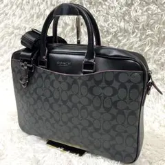 美品✨COACH ビジネスバッグ 2WAY シグネチャー ブラックレザーA4可