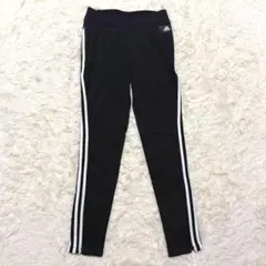 【adidas】アディダス 3本ライン スキニーパンツ ジャージ 黒 XS相当