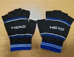 HEAD 指なし手袋 黒/青 滑り止め付き
