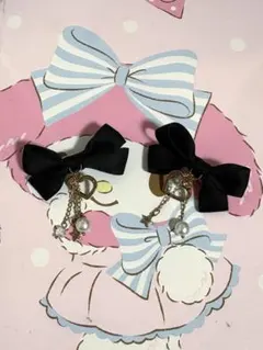 リボンとパール装飾のヘアピン