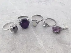 色石リング4点とペンダントヘッド1点のセット