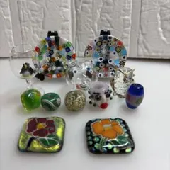 ガラスビーズセット 多色 花柄デザイン