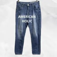 a1390 アメリカンホリック　ウォッシュ加工ストレートデニム　ヴィンテージ　綿のサムネイル