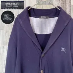 【訳あり】BURBERRY　ショールカラーコットンカーディガン　薄手　紺　2／M