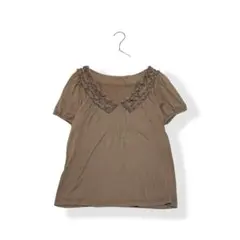 stola. ストラ カシミヤブレンド フリルネック 半袖Tシャツ ベージュ38のサムネイル