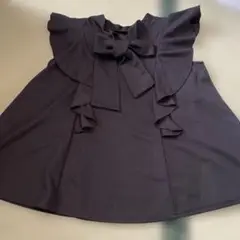 レディース　トップス　ブラック　リボン