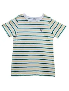 【着用1回】ミキハウス　ダブルビー　Tシャツ　ボーダー　緑黄色　140