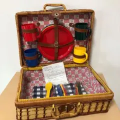 未使用　カラフル　ピクニックバスケットセット　籠　カゴバッグ　お花見　キャンプ