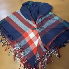 アーモンドアイ チェック柄フリンジ付きストール