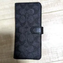 Xperia10Ⅱ sov43 COACH ブラックレザー 手帳型ケース