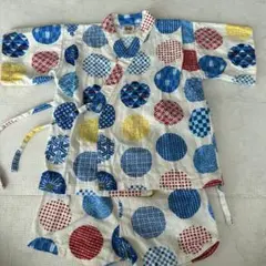 カラフル円形模様 ベビー甚平 80cm