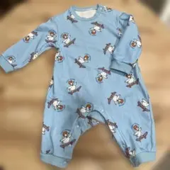 アヒル柄ロンパース 水色