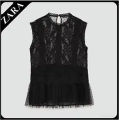 ZARA ブラックレースブラウス