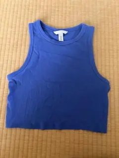 H&M リブタンクトップ クロップド丈 ブルー