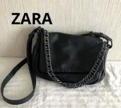 【ほぼ未使用】ZARA チェーンハンドバッグ　ショルダーバッグ 2WAY 黒のサムネイル
