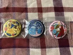 ディズニー刺繍缶バッジ　シンデレラ　美女と野獣　眠れる森の美女