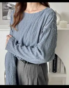 tシャツ シャギージャガードフリンジボートネックカットソー レディース