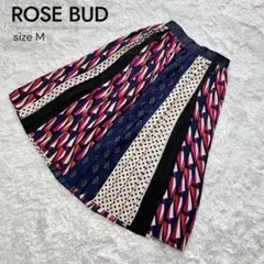 【美品】ROSE BUD プリーツスカート ミモレ丈 マルチカラー M