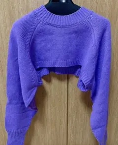 GRL ショート丈 ニットトップス パープル フリーサイズ クロップド セーター