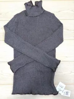 【新品タグ付】ストライプ ハイネックニット