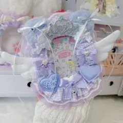 硬質カードケース　トレカケースデコ　レースデコ　紫　パープル　チェック柄　猫