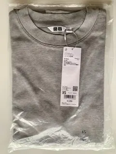 ユニクロ エアリズムコットンオーバーサイズボーダークルーネックT(5分袖) XS