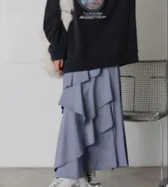 新品 PAGEBOY ティアードMIXスカート ロングスカート フリル プリーツ
